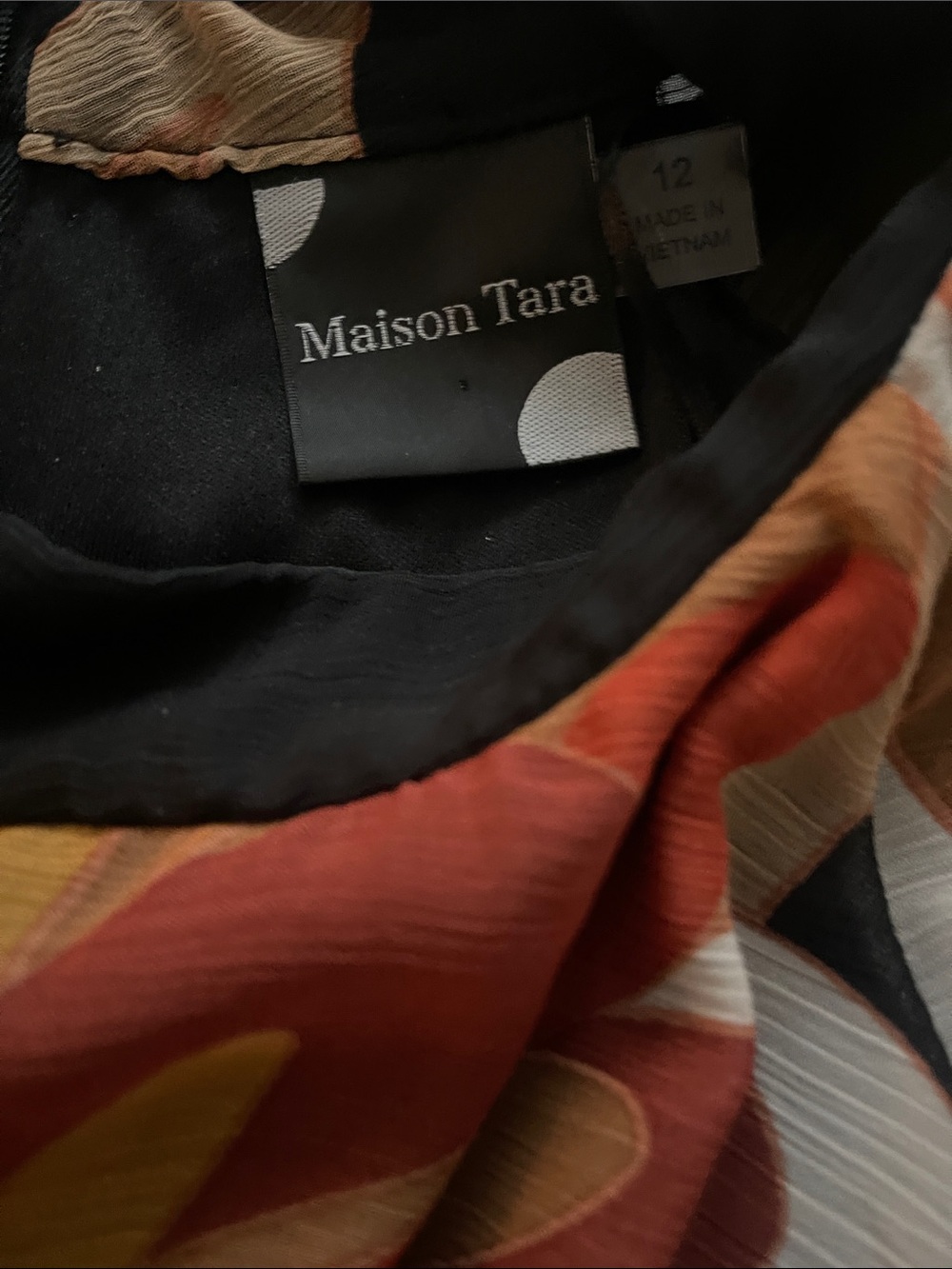 Maison Tara NWT Black Maxi Dress with Mustard, Rust & Cream Floral Accents - Picture 10 of 10